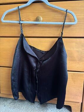 Indah Black Silk Button-Front Cami
